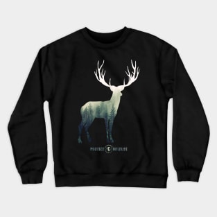 Protect Wildlife - Nature - Deer Silhouette Crewneck Sweatshirt